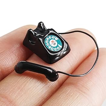 ミニチュア家電^o^ Amazon | Odoria 1/12 ミニチュア 電話 ドールハウス 小物, 黒